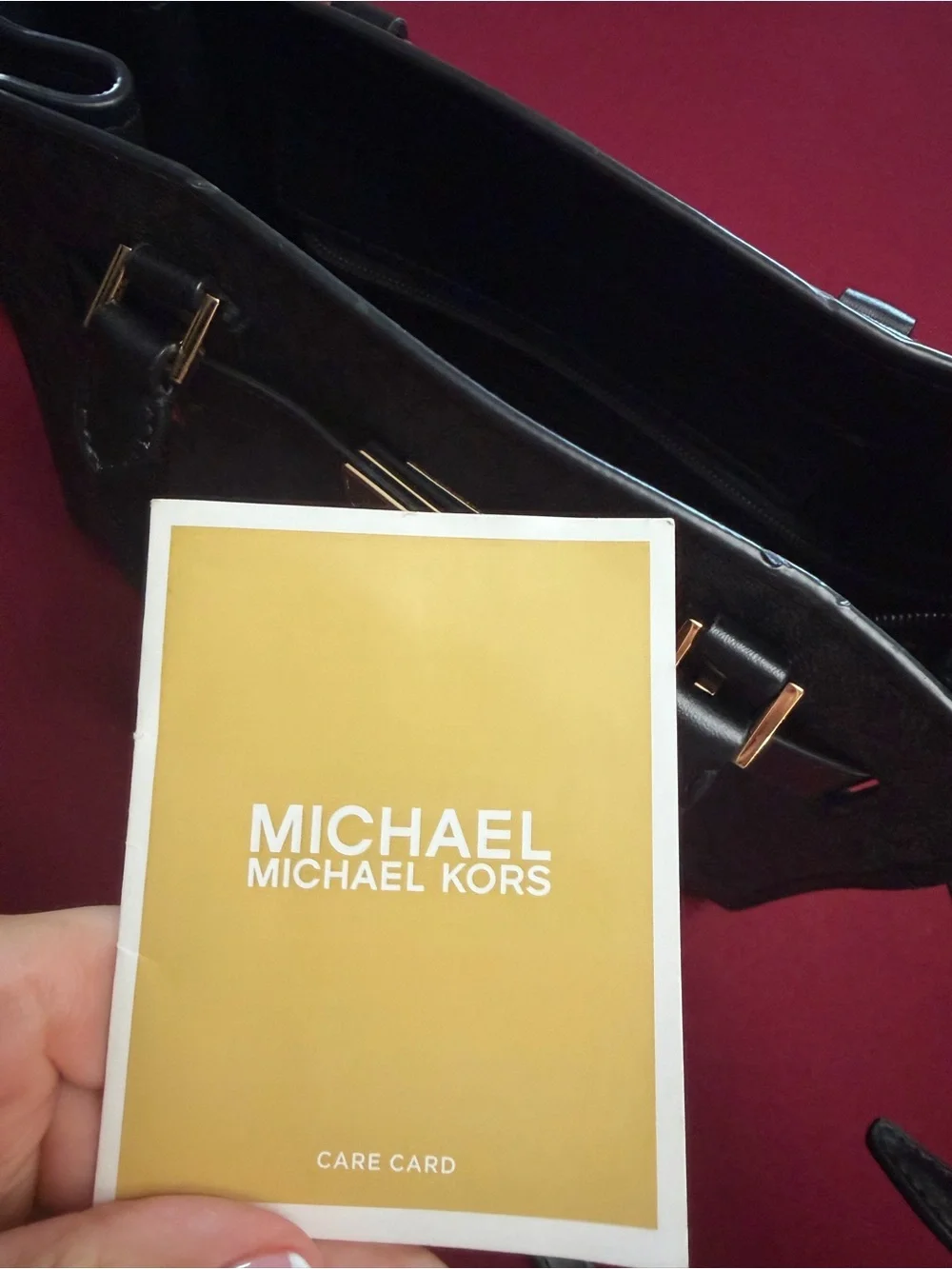 Michael Kors Hamilton Small Black Monogram Satchel with Gold Hardware